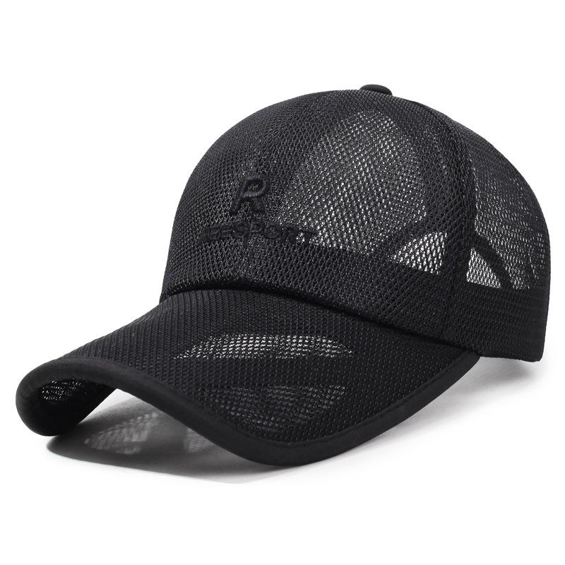 Breathable Summer Net Cap Middle-Aged Men's Baseball Cap Hollow Brim Cap Outdoor Fishing Cap Mesh Sun Hat