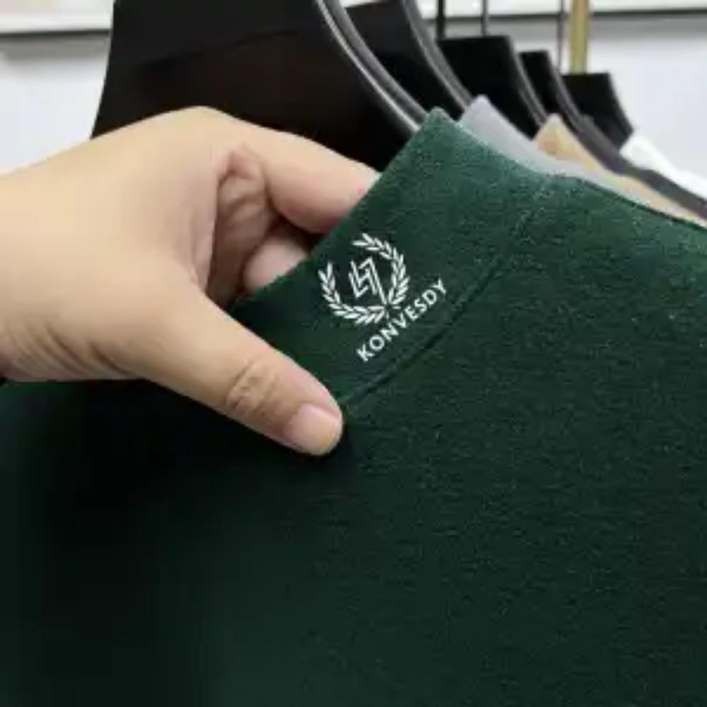 Herbst Winter Halbkragen Einfarbig Unterzieh-T-Shirts Herren Langarm Samt-Zusatz Lässig Mode T-Shirt Herren Pullover Top Homme