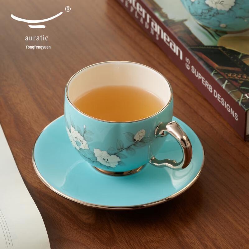 

Yongfengyuan Madam Porcelain Hand-painted Blue Orchid Coffee Cup Set