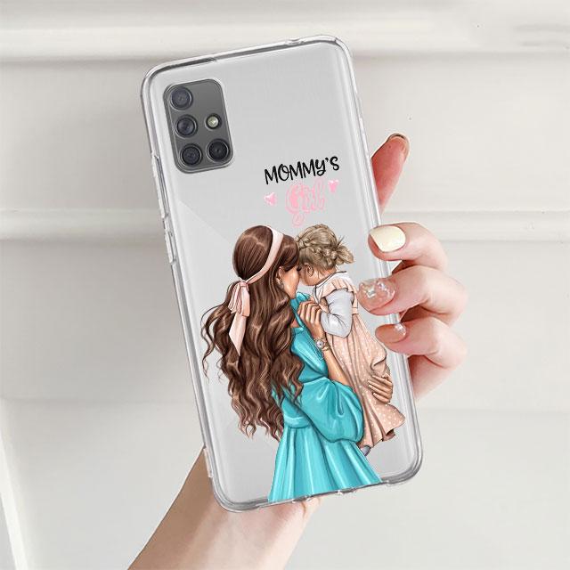 Przezroczyste etui na Samsung Galaxy A52 A12 A51 A32 A21s A71 A32 A22 50 A70 A31 A72 5G Pokrowiec na telefon Super Mama Dziecko