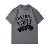 Men's 100% Cotton Crew Neck Short Sleeve T-Shirt, Never Give Up Fist Lightning Print Casual Comfortable Breathable Tee for Daily Workout Inspirational