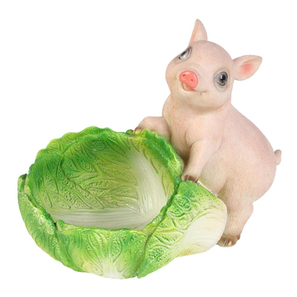 Cute Pig Statue Cabbage Storage Tray Handicrafts Ornament Desk Organization