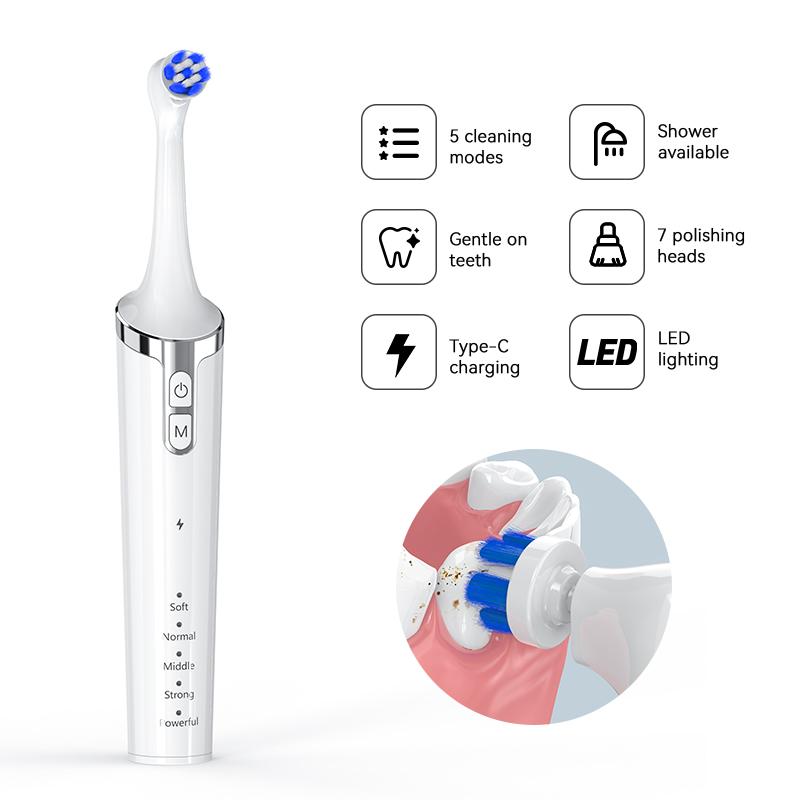 IPX6 Waterproof Electric Toothbrush Rotation Clean Teeth Adult Teeth Brush Electric Tooth Brush With 6 Extra Replacement Heads