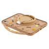 For iPad Mini (2024)/(2021) Silicone Case with Handle 360 Degree Rotating Kickstand Protective Cover Capybara Pattern
