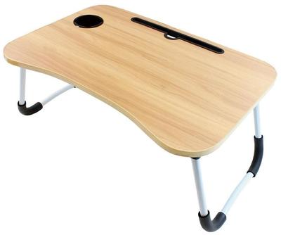 Trade One Folding Gadget Table Brown Bed Remote Work Compact Load Capacity 10kg Tablet Stand with Drink Holder Easy To Carry