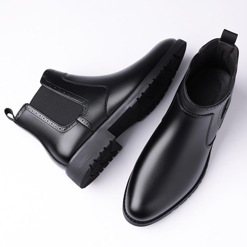 Mid-top Chelsea Boots Men's British Leather Shoes Business Martin Boots Ankle Boots