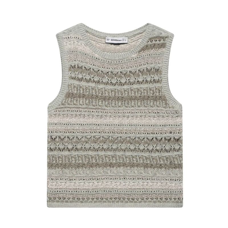 Kaslead New Women Clothes Western Style Fashion Simple Texture Knitted Sleeveless Top 3991009