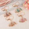 Keychain Pendant 3D Cartoon Rhinoceros Design Sparkling Rhinestones Inlaid Key Chain with Lobster Clasp Key Ring Bags Accessories