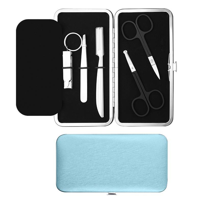 Mens Grooming Kit With Stainless Steel Nose Hair Trimmer Eyebrow Scissors Tweezer Nail Clipper Set