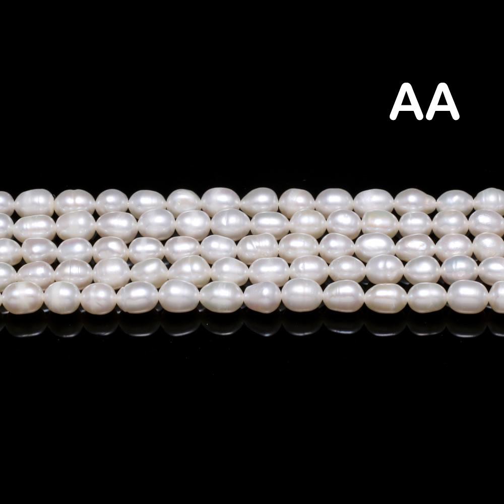 1 Strang, Weiße Natürliche Süßwasserperlen, 6-7mm, Handgefertigte Reiskornperlen zur Schmuckherstellung DIY, Günstigste Artikel Verfügbar 36cm