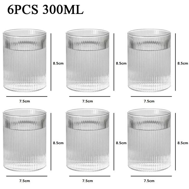 6PCS Vertical Pattern Cup Creative Japanese Glass Wine Juice Drink Coffee Handmade Clear Drinkware Shot Glasses Whiskey