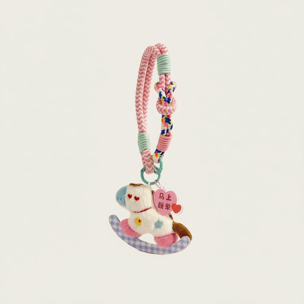 New Gift Cute Cartoon Good Luck Doll Keychain Plush Doll Pony Pendant Bag Pendant
