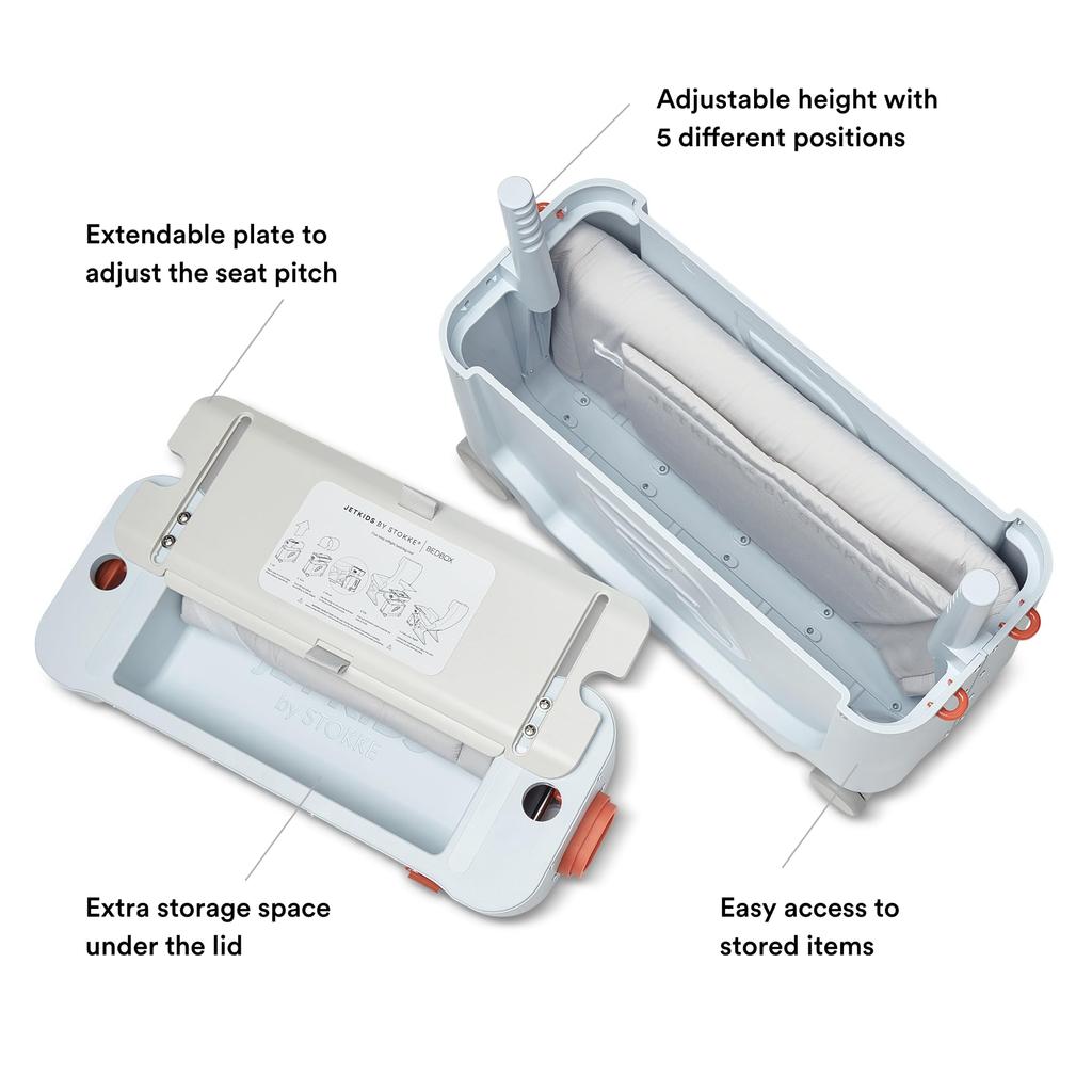 Stokke JetKids Travel Bed Aqua Children's Suitcase, Carry-on, Sit-on, Box,