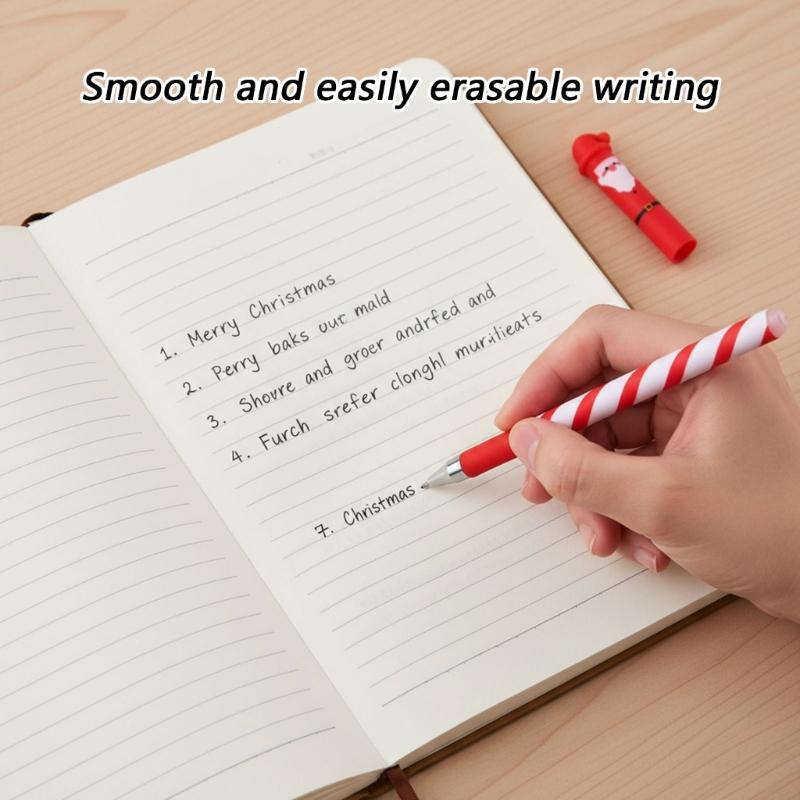 4Pcs Festive Erasable Ballpoint Pens Friendly Plastic Design Comfort Grip Ballpoint Pens Set for Holiday Writing Tools