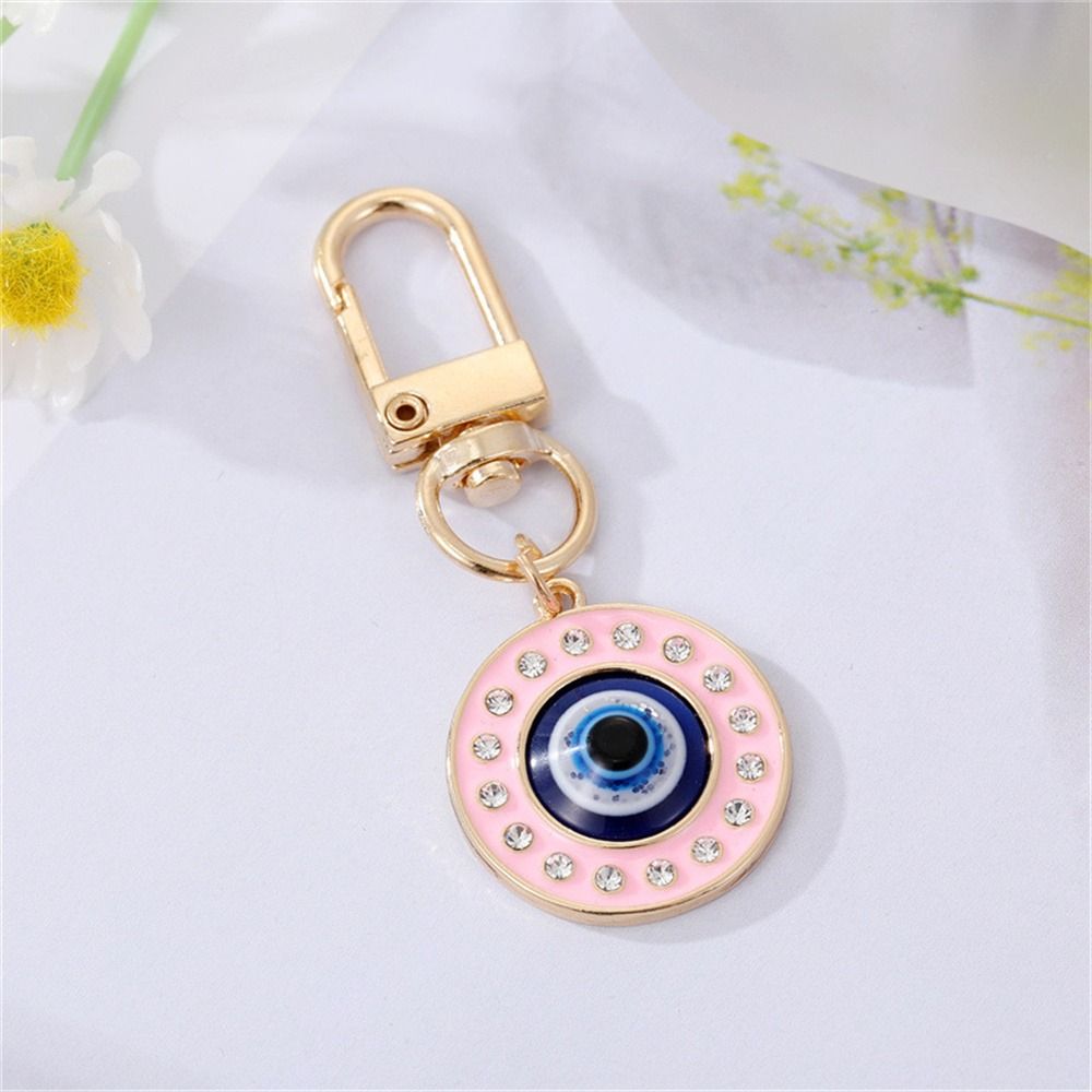 Lucky Turkish Evil Eye Keychain Retro Round Lucky Eye Pendant Blue Eye Keyring  Friends Couples