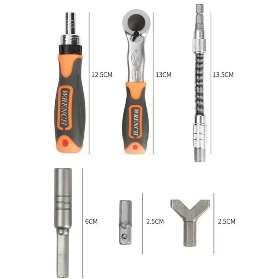 38 Pcs CRV Anti-Slip and Sweat-Proof Handle Multi-Purpose Ratchet Screwdriver Set for Handle Wrench Bit Repair Combination Tool