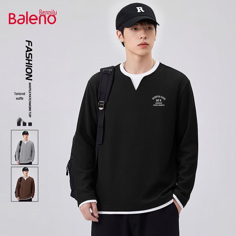 Baleno Men s Waffle Knit Long-Sleeve Layered Look T-Shirt 5XL