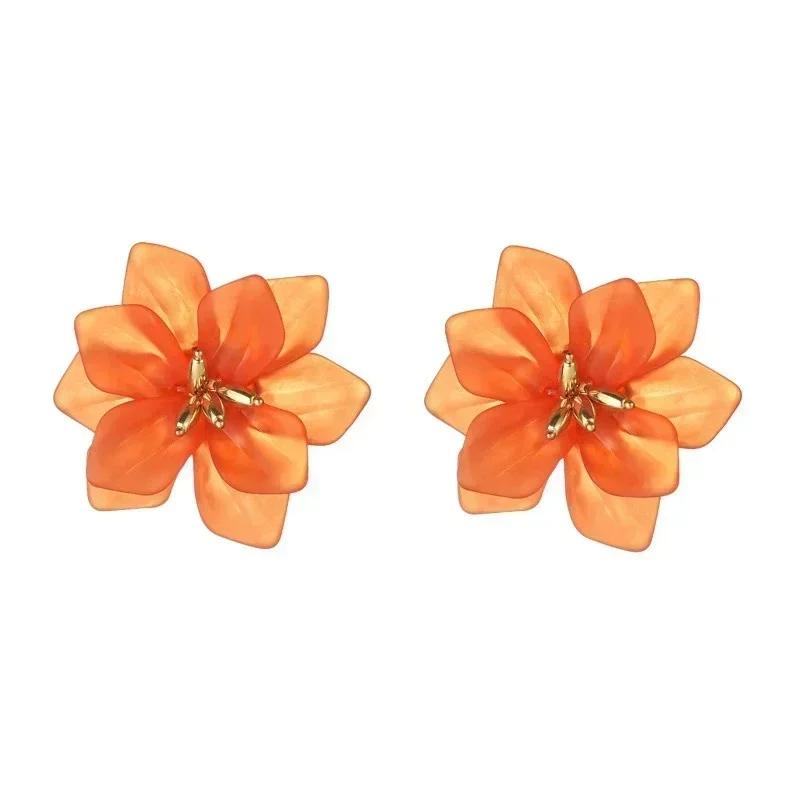 Pendientes Geométricos de Pétalos de Flores Coreanos Pendientes de Corazón para Niña Exagerados y a la Moda con Pendientes Dulces y de Alta Gama