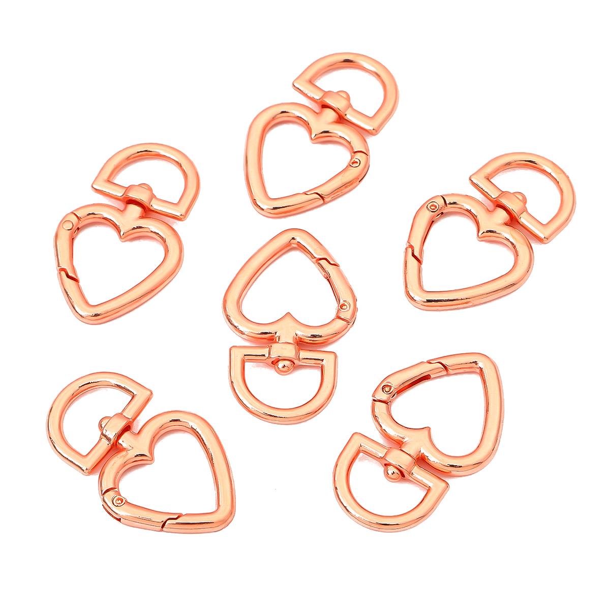 

2 шт./пакет, персиковое сердце, металлическая пружинная застежка, брелок для ключей, разъемы для DIY, аксессуары для изготовления ключей розового золота