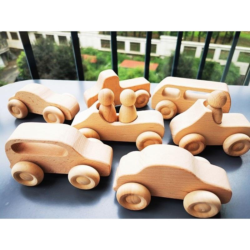 Unpaint Beech Trees Cars Basswood Building Bridge Kids Wooden Montessori Stacking Blocks