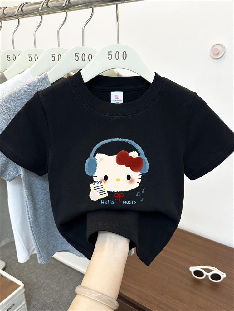 Kids Summer Cotton Cartoon T Shirt Loose Short Sleeve Round Neck Top For Boys And Girls
