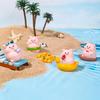 Creative Summer Pig Figurine Beach Themed Desk Decors Resins Animal Miniature Ornament For Home Office Tabletop Shelf