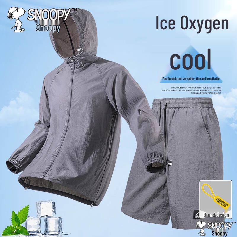 SNOOPY Men s Summer Hooded Sun Protection Sportswear Set L