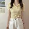 Ice silk knitted sweater short-sleeved knitted women's clothing summer new models, beautiful French short tops that are popular this year