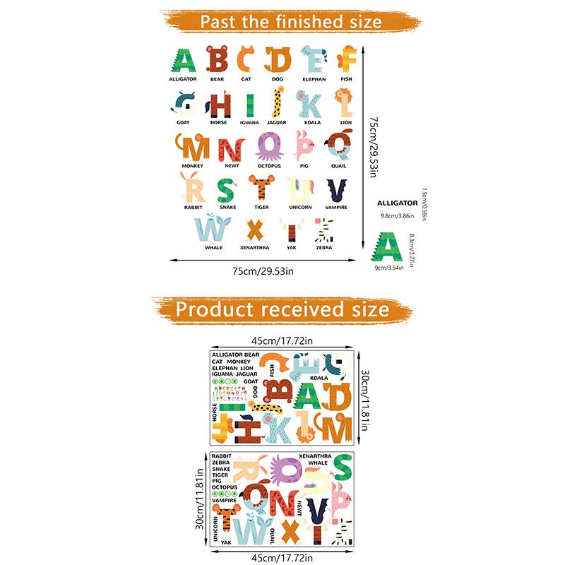 DIY Cartoon Wall Stickers Animal English Letters Astronaut Space Decals for Kids Room Nursery Living Room Decor Self Adhesive Vinyl Art