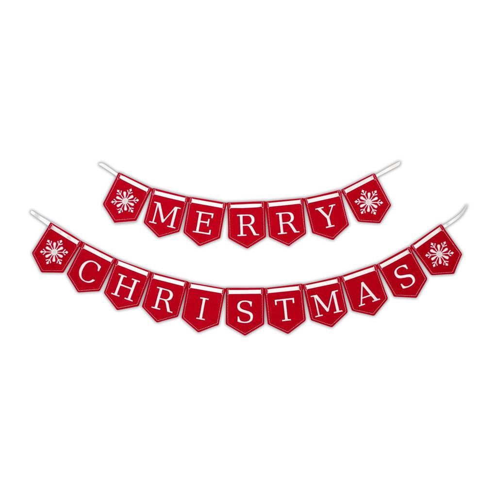 Patchion Merry Christmas Garland with Snow Flake - Banner 18 pieces, 50" - Magnetic Backing - Embroidered Patch/Badge/Emblem