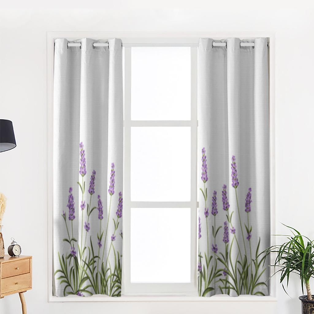 Purple Lavender Flowers Window Curtain For Living Room Bedroom Home Decor Kitchen For Window Drapes