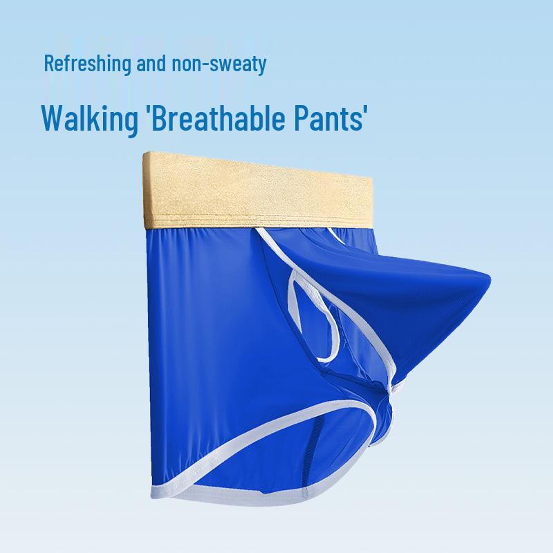 Men's Ice Silk Boxer Briefs - Mid-Waist, Solid Color, Breathable, Quick-Dry, Sexy Trunks