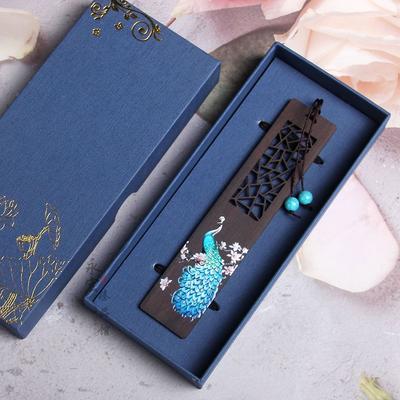 Chinese Style Wooden Bookmark Retro Carving Ebony Book Clip Pagination Mark Learning Stationery School Office Supplies 2025