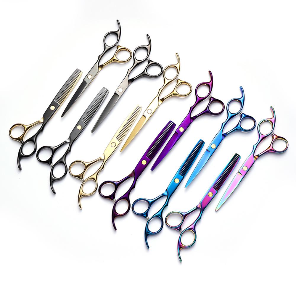 Hairdressing Scissors Set: Colored Straight-Tooth & Thinning Bangs Scissors for Professional Stylists