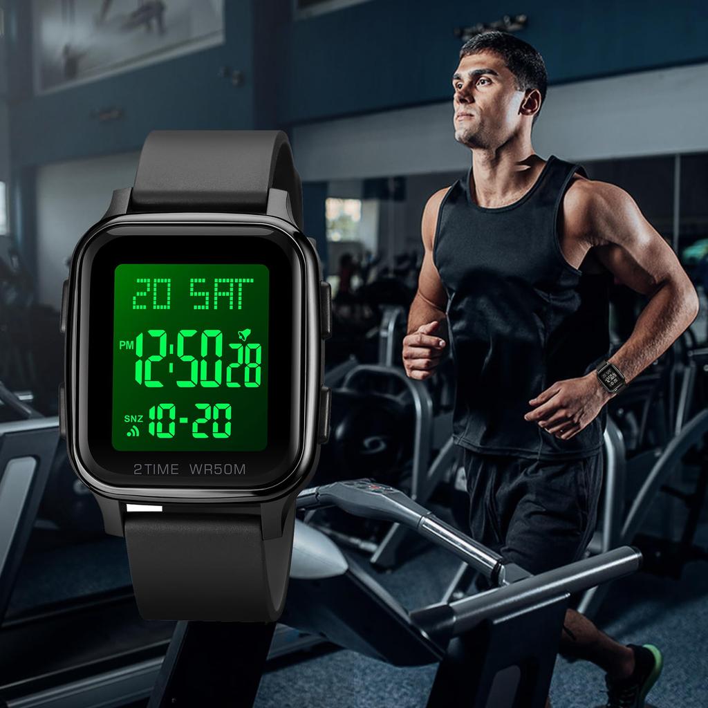 ShunkanSai Digital 50m Water Sports Day of the LED Instruction Manual Included Men's Watch, Resistant, Multi-Function, Waterproof, Watch, Stylish,