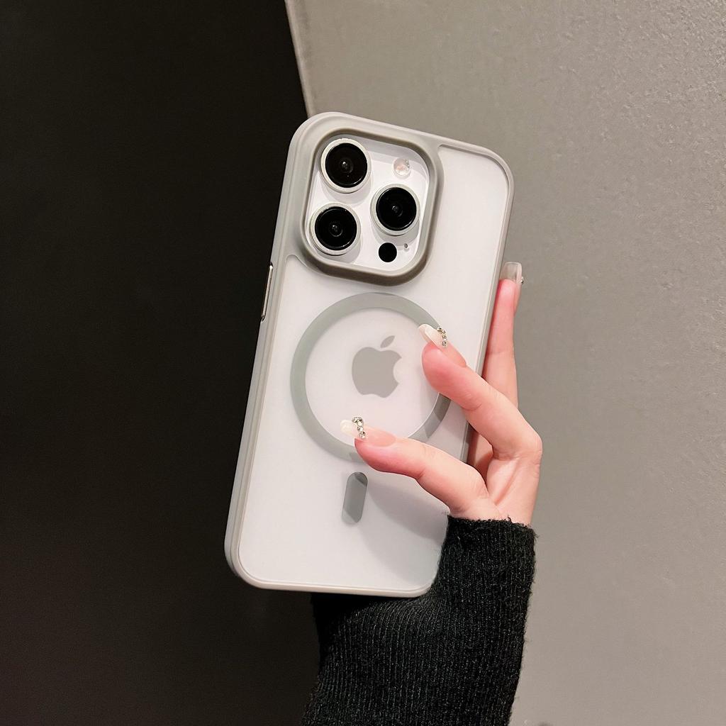 Niche Solid Color Suitable for IPhone16 Skin-friendly Matte Magnetic Suction Phone Case Apple 15promax Large Pore Skin-feeling Shell