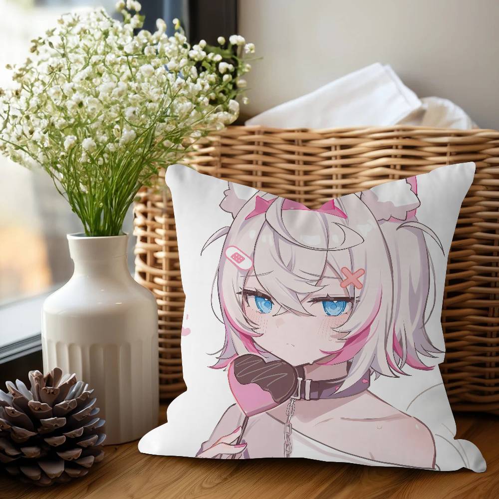 

Hololive Mococo Fuwawa Abyssgard Decorative Room Aesthetics Pillow Case Home Decor Bedroom Sofa Bed Couch Pillow Cover 45x45 12x12Inch