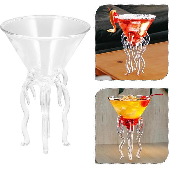Hemoton 2pcs Octopus Cocktail Glass Creative Drinkware Bar Goblet Tools Snifters Unique Margarita Glasses Toasting Goblet Tumbler for Kitchen Bar