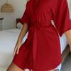 Women's Summer Tie Tassel Short Cardigan Bathrobe Nightgown Sleepwear