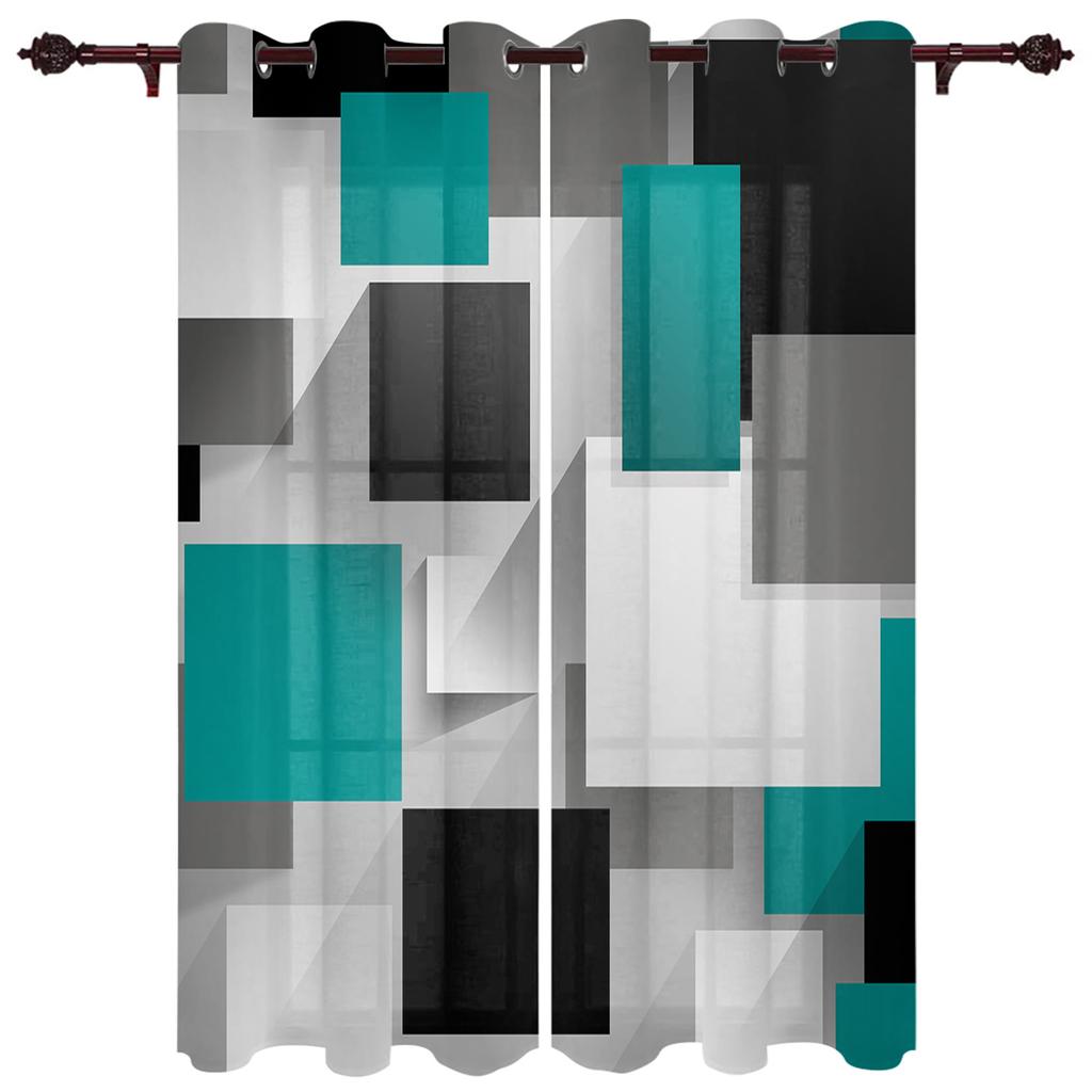 Tende per finestre di arte astratta patchwork nero arancione per soggiorno cucina tende mantovane tende alla moda per camera da letto