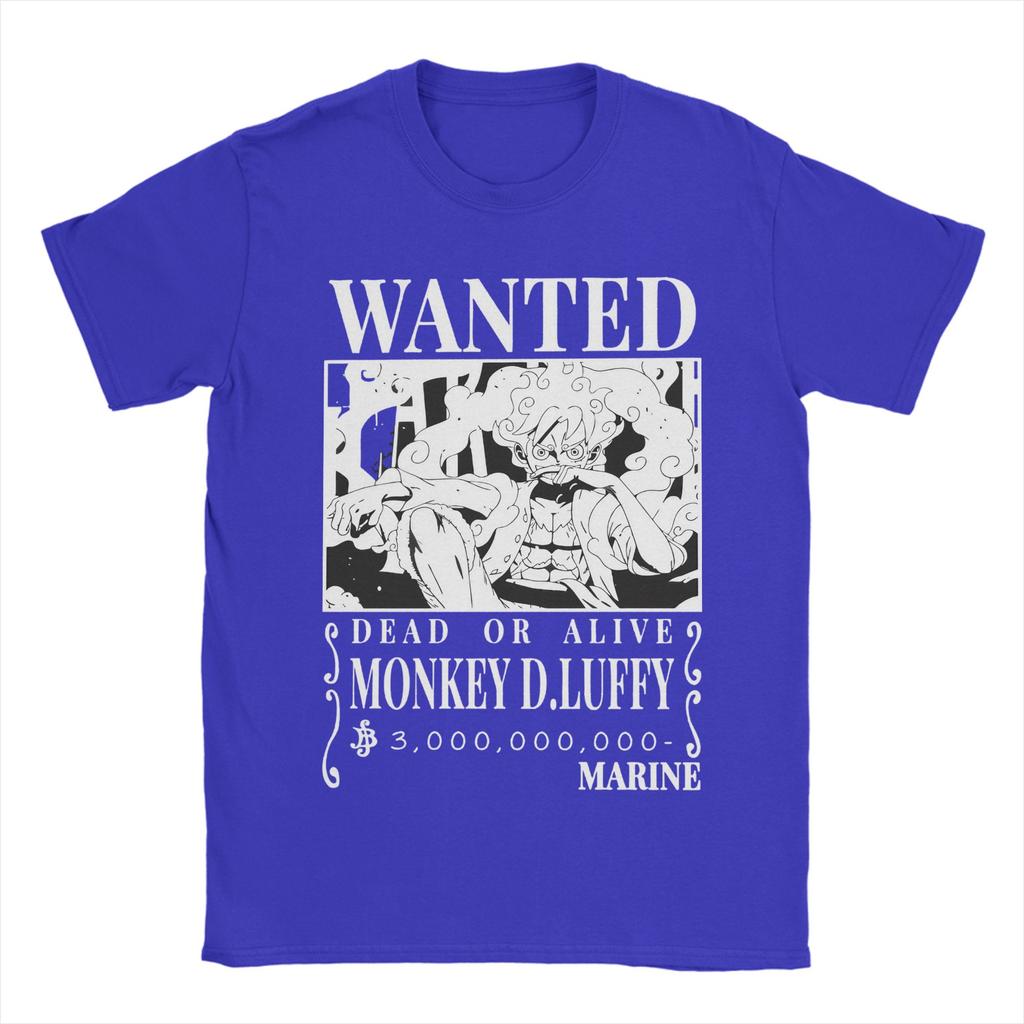 Bounty Monkey D Luffys Wanted Ones Pieces T Shirt for Men Cotton Funny TShirts Round Neck Tees Short Sleeve Clothes Classic