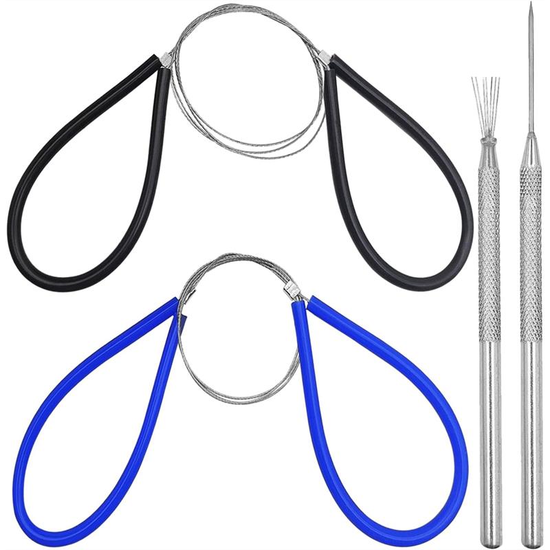 B97A-Clay Cutter Wires+ 1 Clay -Needle+ 1 Feather-Wire Texture Detail Tool Set- 2 Pieces, Steel Wire Cutting Kit,For Scul
