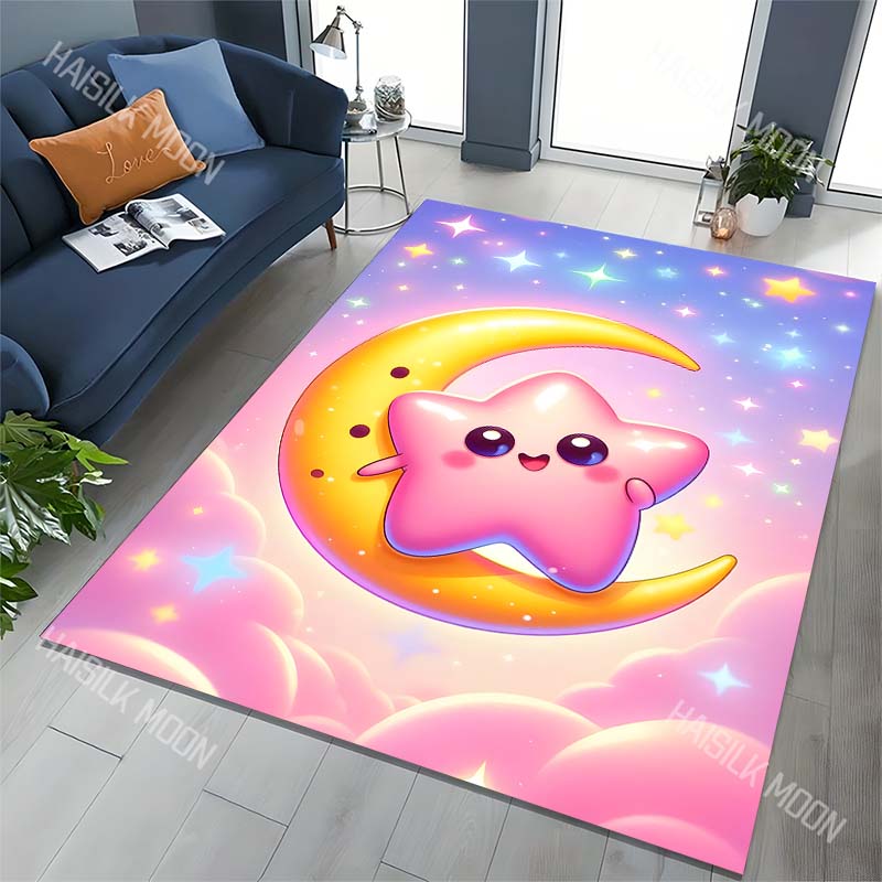 Cute moon star cartoon Carpet for Living Room Bedroom Bedside Floor Mat Cloakroom Area Rugged Creative Doormat Luxury Gifts