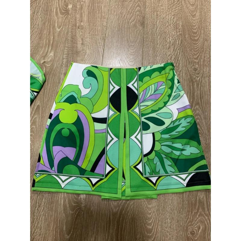 Set Pijamale Femei Imprimat Extra Mare Verde Set Pantaloni Pijamale de Vară Femei Set Pijamale Retro cu Mânecă Lungă Femei