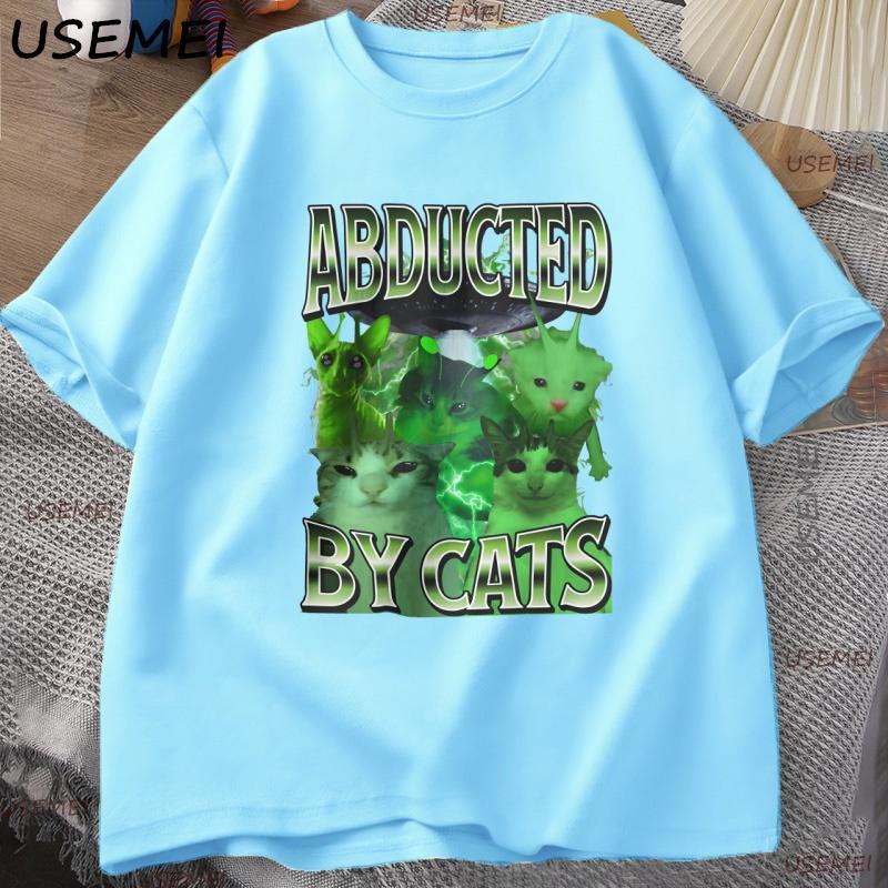

Abducted By Cats Funny TShirt Alien Ufo Cats Meme Clothing 90s Vintage Kitty Graphic Tees Silly Weirdcore Humor Retro Cat Tee 4XL