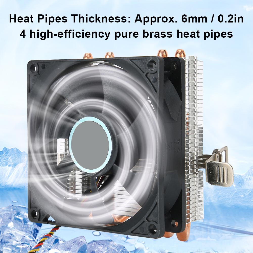 CPU Cooler Push Down Blow Down 4 Brass Pipe 4 Pin Non Light Black for AMD 775   1366   1155