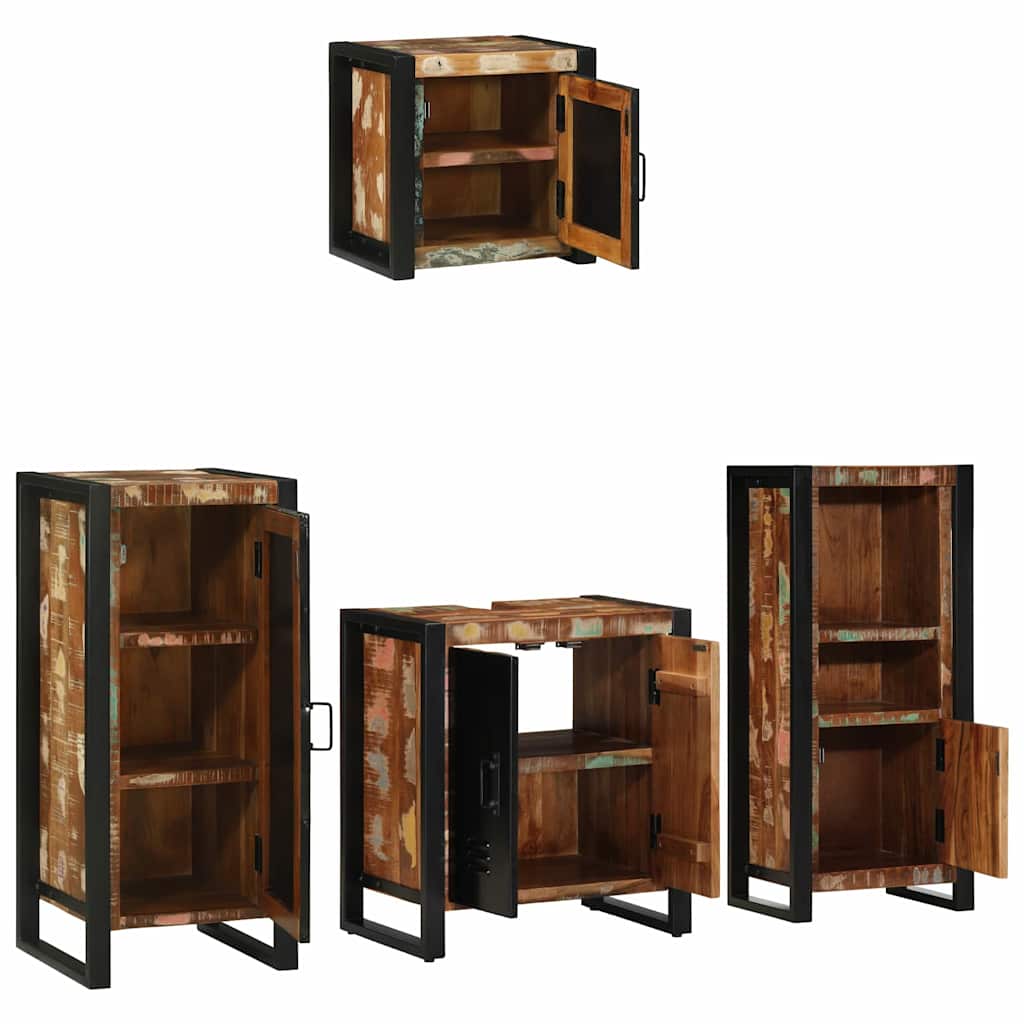 Bathroom Furniture Set with Shelf 4 pcs Solid Reclaimed Wood