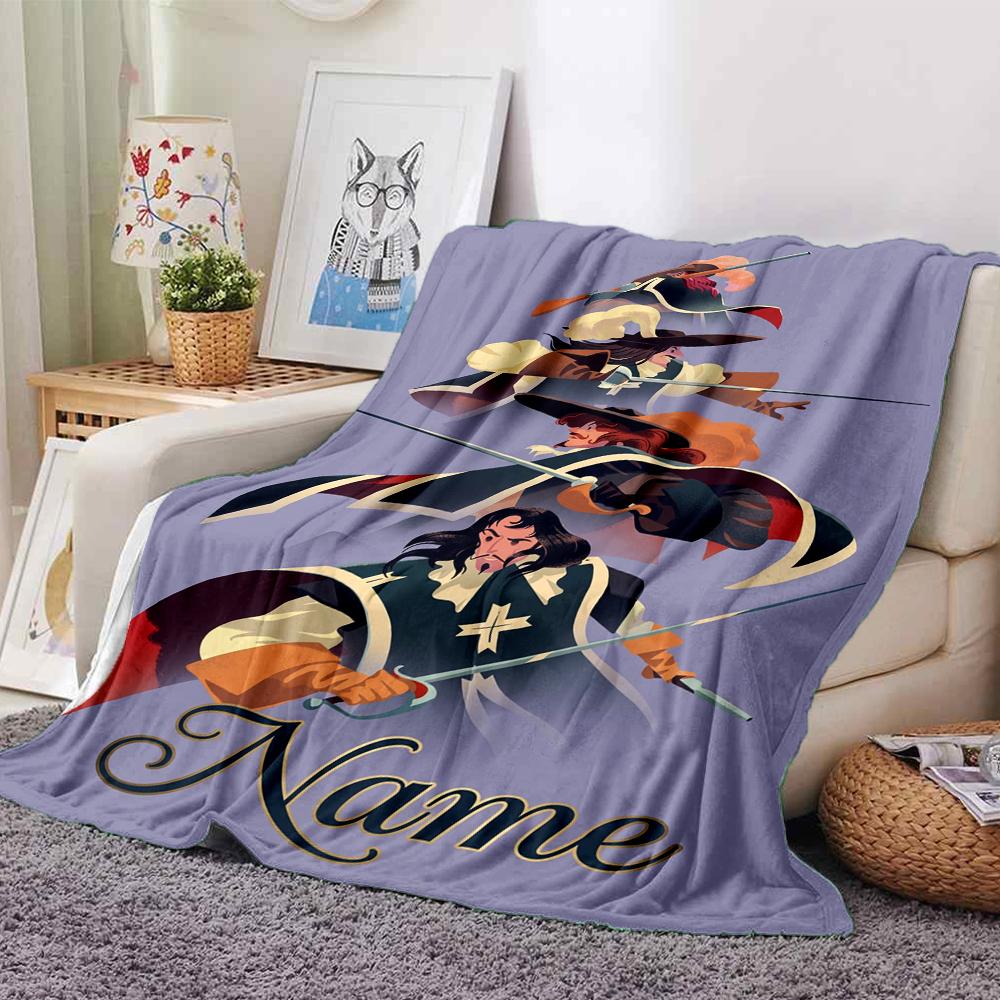 Custom Name Three Musketeers Theme Printed Blanket Perfect For Couch Bed Travel Outdoor Use Machine Washable Cozy Durable