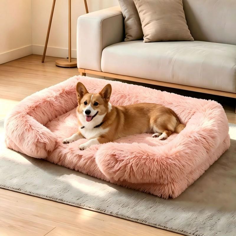 Washable Reversible Pet Bed Mat Dogs Double-Layer Thick Plush Cushion All-Season Indoor Use