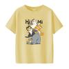 Cute cat HIMI cartoon print fashionable short sleeved round neck daily versatile Womens Tshirt suitable for all seasons